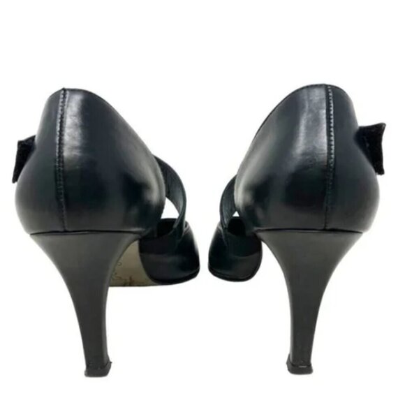 Paul Green Desire Black Leather Cross Ankle Strap Pointed-Toe Heels - Size 8.5 - Picture 3 of 7